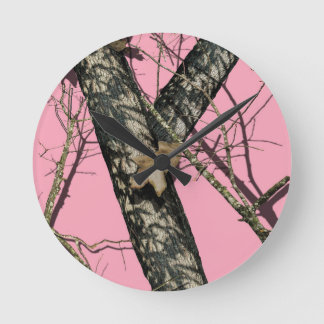 Pink Camouflage Round Clock