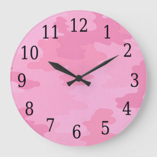 Pink Camouflage Round Clock