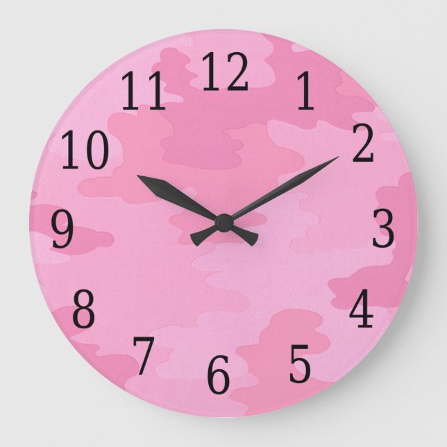 Pink Camouflage Round Clock (Front)
