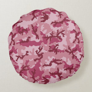Pink camouflage round cushion