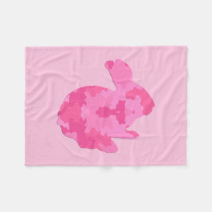Pink Camouflage Silhouette Bunny Fleece Blanket