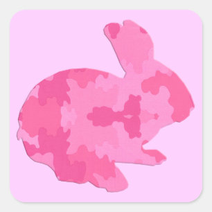 Pink Camouflage Silhouette Easter Bunny Stickers