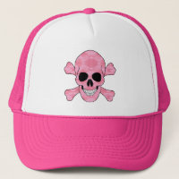 Pink Camouflage Skull And Crossbones Hat