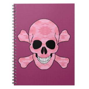 Pink Camouflage Skull And Crossbones Notebook