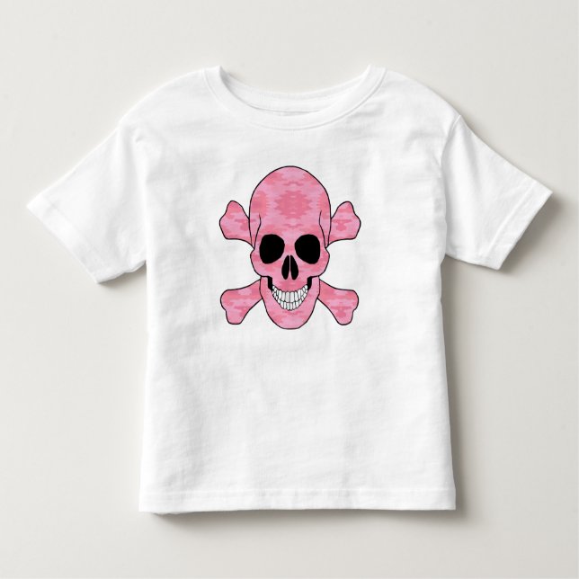 Pink Camouflage Skull And Crossbones Shirt (Front)