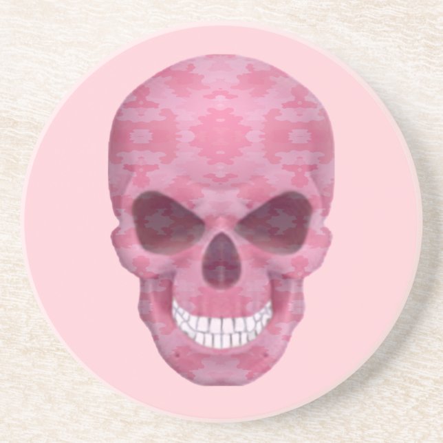Pink Camouflage Skull Coaster (Front)