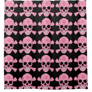 Pink Camouflage Skull Crossbones Shower Curtain
