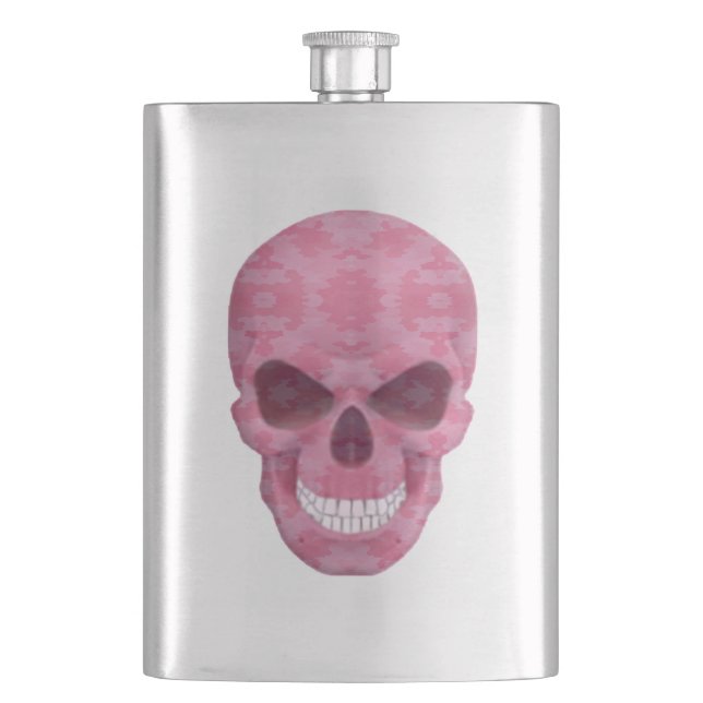 Pink Camouflage Skull Flask (Front)