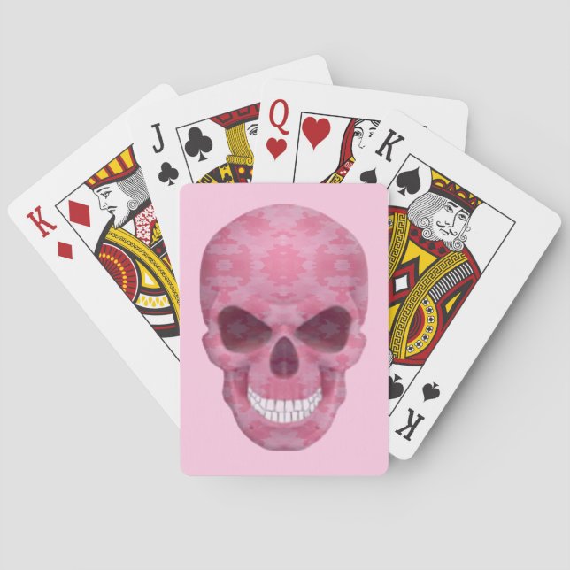 Pink Camouflage Skull Playing Cards (Back)