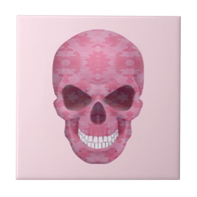 Pink Camouflage Skull Tile (Front)