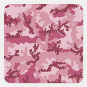 Pink camouflage square sticker