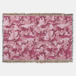 Pink camouflage throw blanket