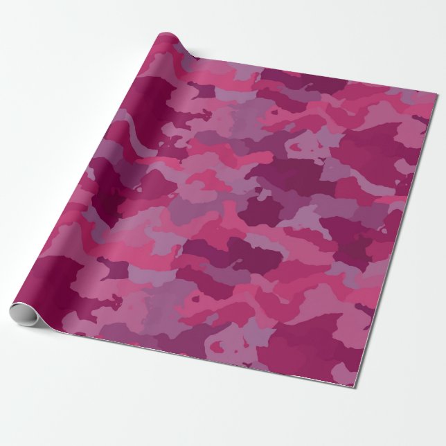 Pink Camouflage Wrapping Paper (Unrolled)