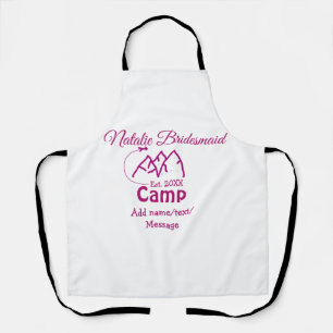 Pink camp bridesmaid add name date year bacheloret apron