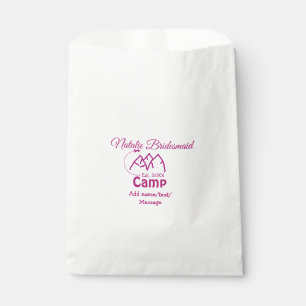 Pink camp bridesmaid add name date year bacheloret favour bag