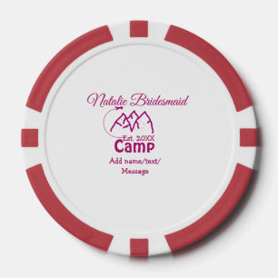 Pink camp bridesmaid add name date year bacheloret poker chips