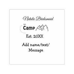Pink camp bridesmaid add name date year bacheloret self-inking stamp