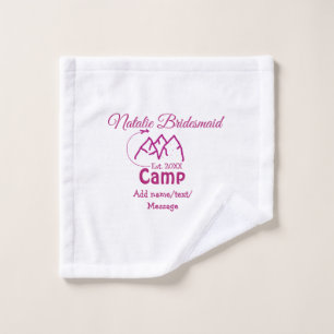 Pink camp bridesmaid add name date year bacheloret wash cloth