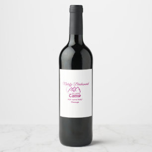 Pink camp bridesmaid add name date year bacheloret wine label