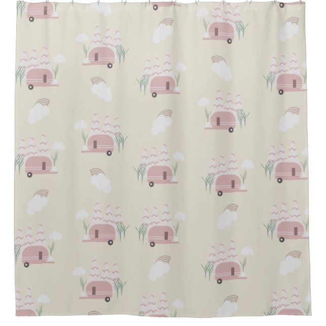 Pink Camper Earthy Pattern Shower Curtain (Front)