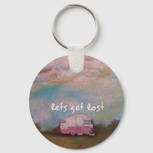 Pink Camper in the field Key Ring (Front)