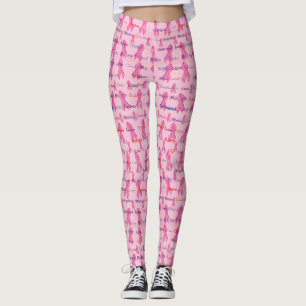 Pink Cancer Ribbons for Cancer Awareness and Suppo Leggings