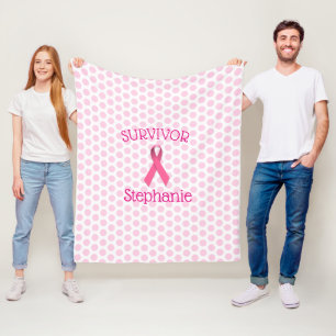 Pink Cancer Survivor Ribbon Fleece Blanket