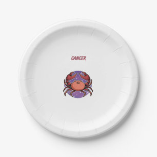 Pink Cancer, zodiac, star sign print Paper Plate