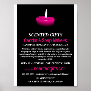 Pink Candle, Candle & Soap Maker Advertising Poster
