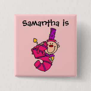 Pink Candle Clown 5th Birthday Button