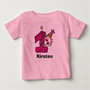 Pink Candle Clown First Bithday T-shirt