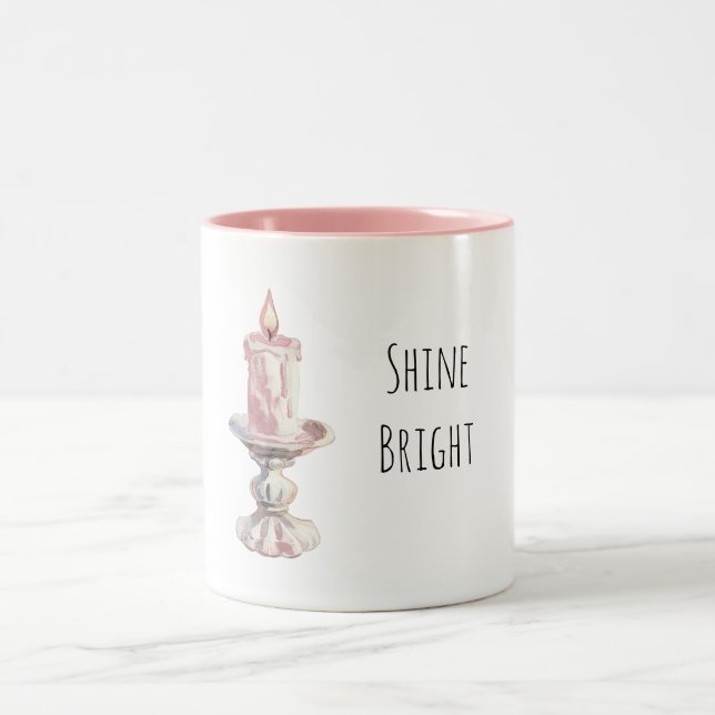 Pink Candle Flame Two-Tone Coffee Mug (Center)