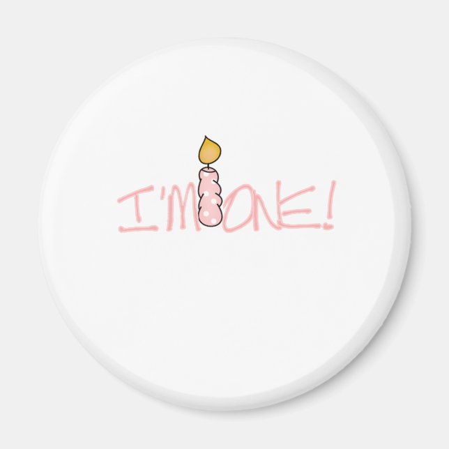 Pink Candle I'm One Birthday Magnet (Front)