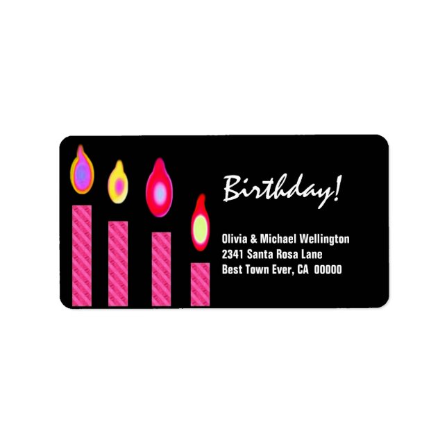 Pink Candles Birthday Label (Front)