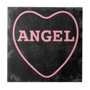 Pink Candy Angel Heart Valentine Design Ceramic Tile