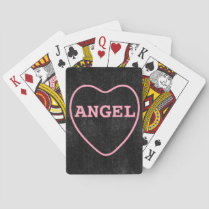 Pink Candy Angel Heart Valentine Design Playing Cards