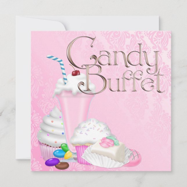 Pink Candy Buffet Party Invitation (Front)