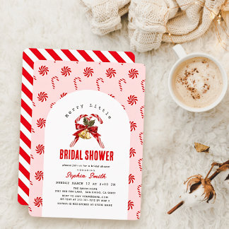 Pink Candy Cane Arch Merry Little Bridal Shower Invitation