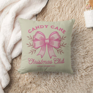 Pink Candy Cane Christmas Club Xmas Season  Cushion