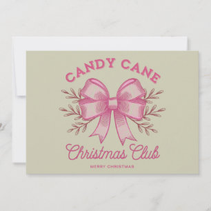 Pink Candy Cane Christmas Club Xmas Season  Holiday Card