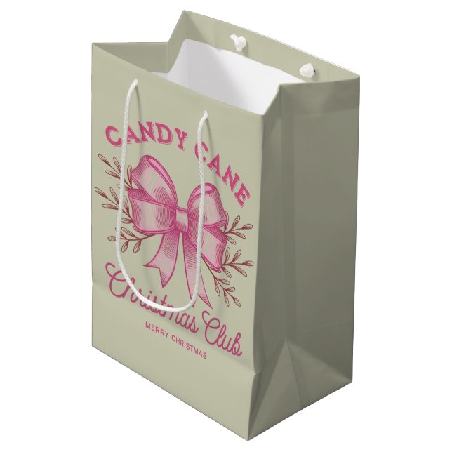 Pink Candy Cane Christmas Club Xmas Season  Medium Gift Bag (Front Angled)