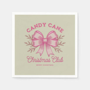 Pink Candy Cane Christmas Club Xmas Season Napkin