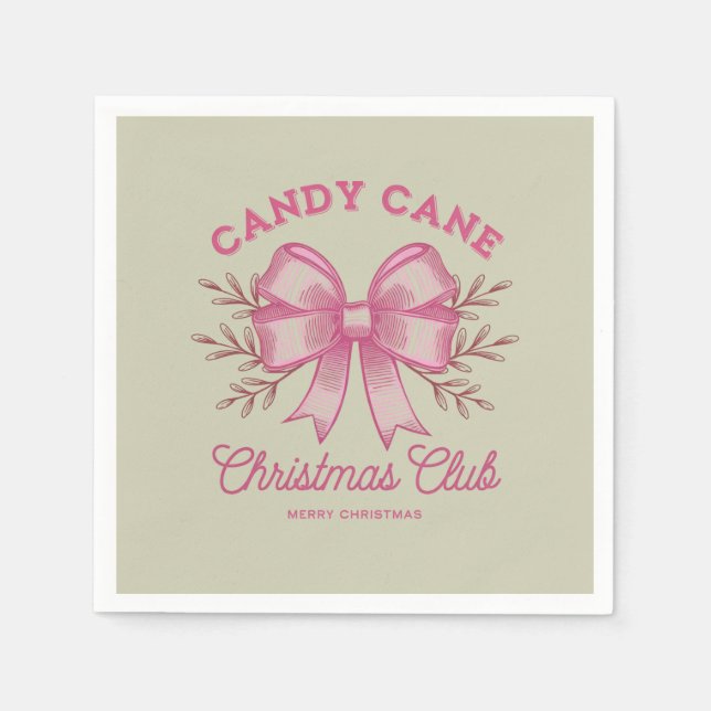 Pink Candy Cane Christmas Club Xmas Season  Napkin (Front)