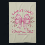 Pink Candy Cane Christmas Club Xmas Season  Tea Towel<br><div class="desc">Pink Candy Cane Christmas Club Xmas Season</div>