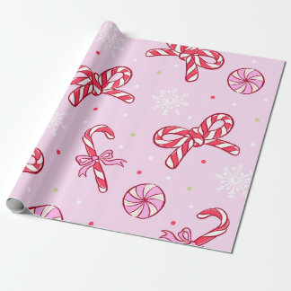 Pink Candy Cane Christmas Wrapping Paper