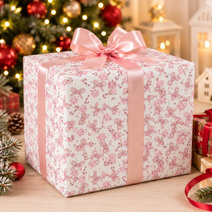 Pink Candy Cane Christmas Wrapping Paper