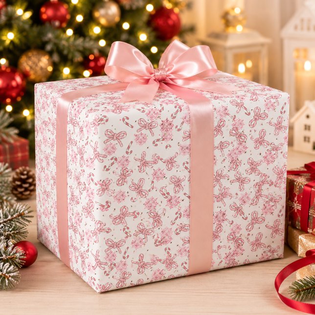 Pink Candy Cane Christmas Wrapping Paper (Creator Uploaded)