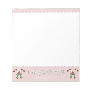 Pink Candy Cane Festive Personalised Notepad