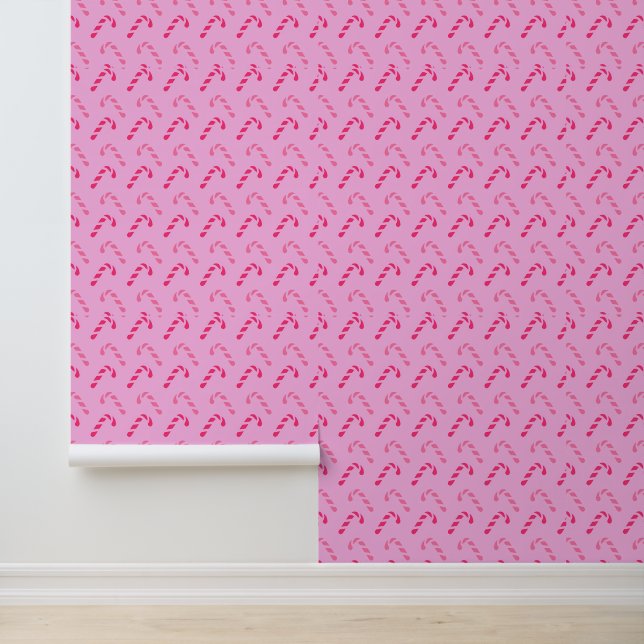 Pink Candy Cane Holiday Pattern Wallpaper (Application)