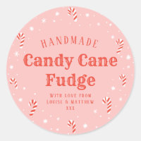 Pink Candy Cane Homemade Christmas gift label 
